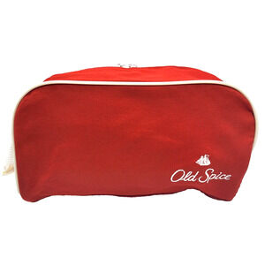 Old Spice Red Nylon Travel Toiletry Shaving Bag White Trim by Zagwear 9.5x5x5"
